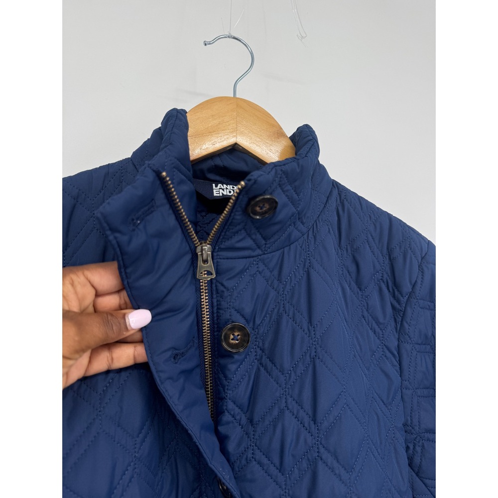 Lands End Quilted Jacket Womens S Blue Diamond Stitch Barn Coat Fall Outdoor - Picture 8 of 9